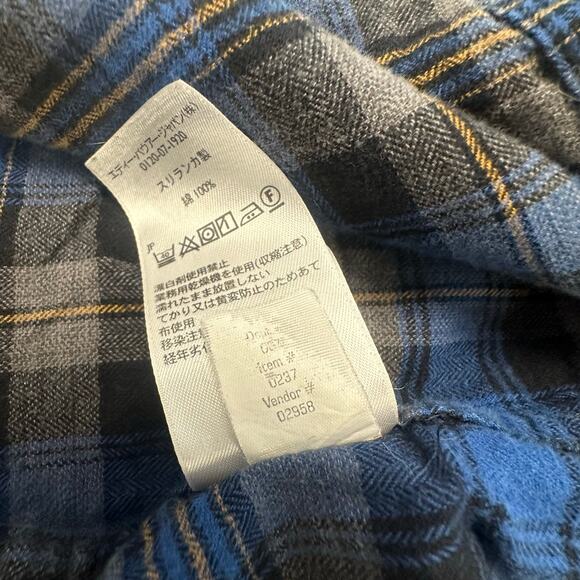 Eddie Bauer Flannel Shirt Blue Tartan Plaid Mens L Classic Fit Button Down - Picture 8 of 11